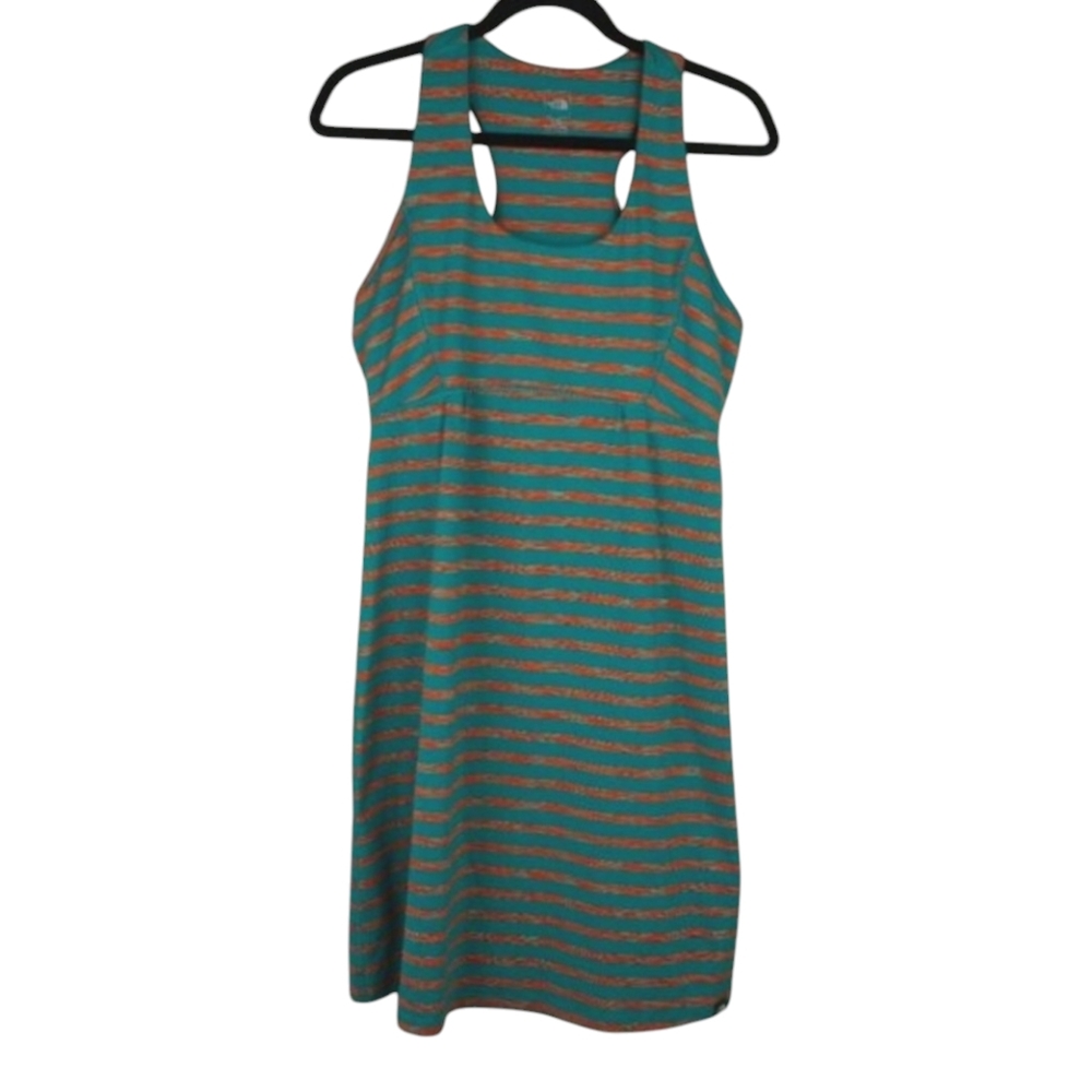 The North Face Turquoise‎ Blue & Orange Striped Tank Midi Dress Size Large